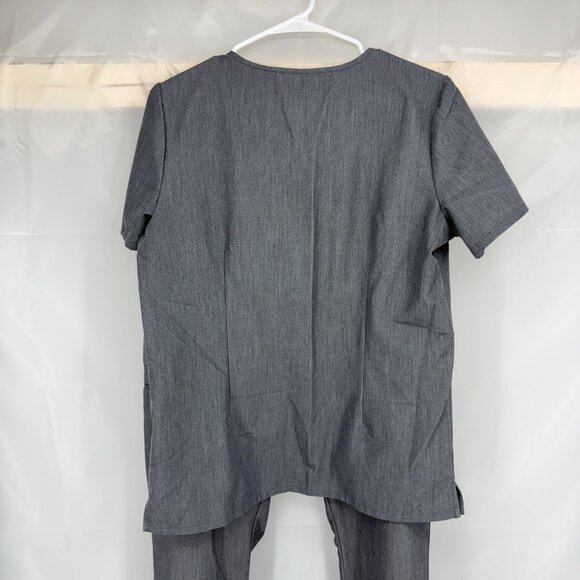 Figs Women M/L Scrub Set Casma Top Yola Skinny Pant Gray Drawstring Nurse Tech - Picture 2 of 14